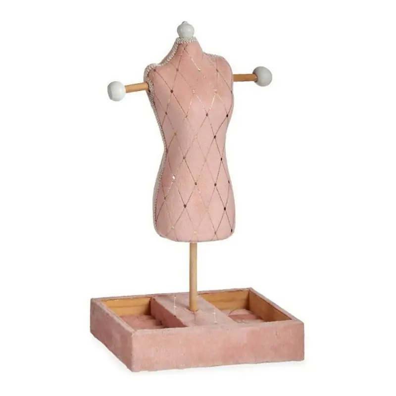 Jewellery Stand Pink Velvet Wood (12 x 40 x 24 cm)