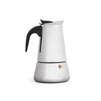 Italian Coffee Pot Kinvara S12AA-4T Black Silver Steel 4...