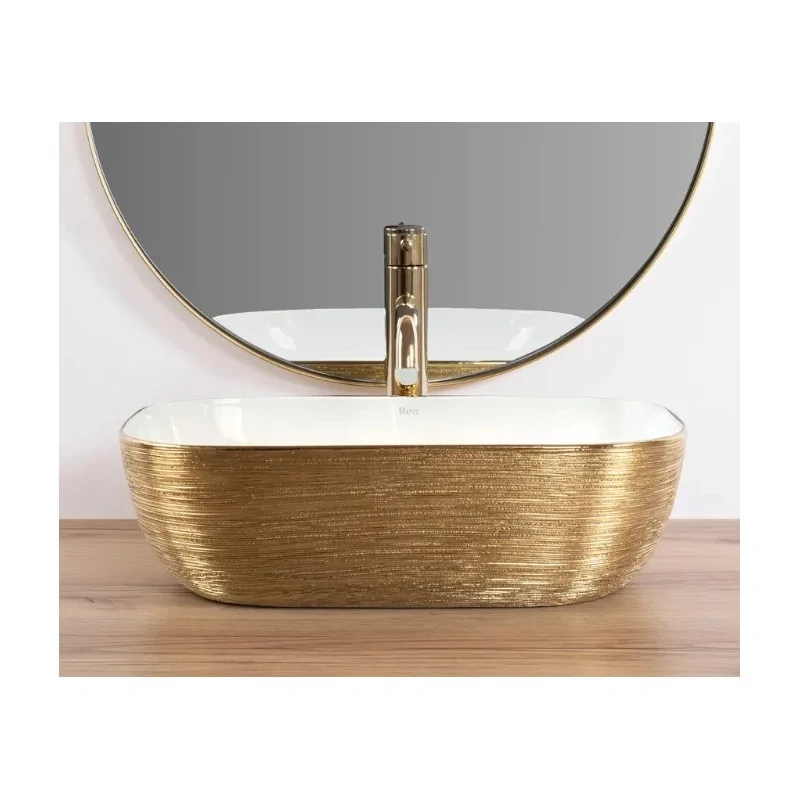 Countertop washbasin Rea Belinda White GOLD BRUSH