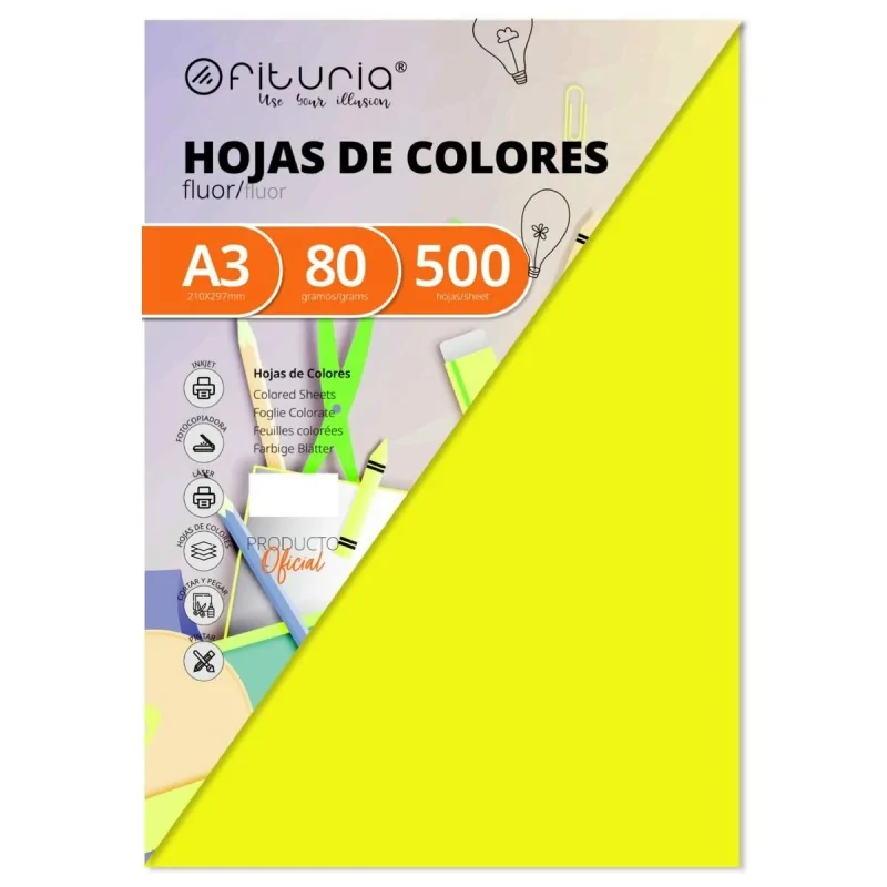 Printer Paper Fabrisa Yellow A3 500 Sheets