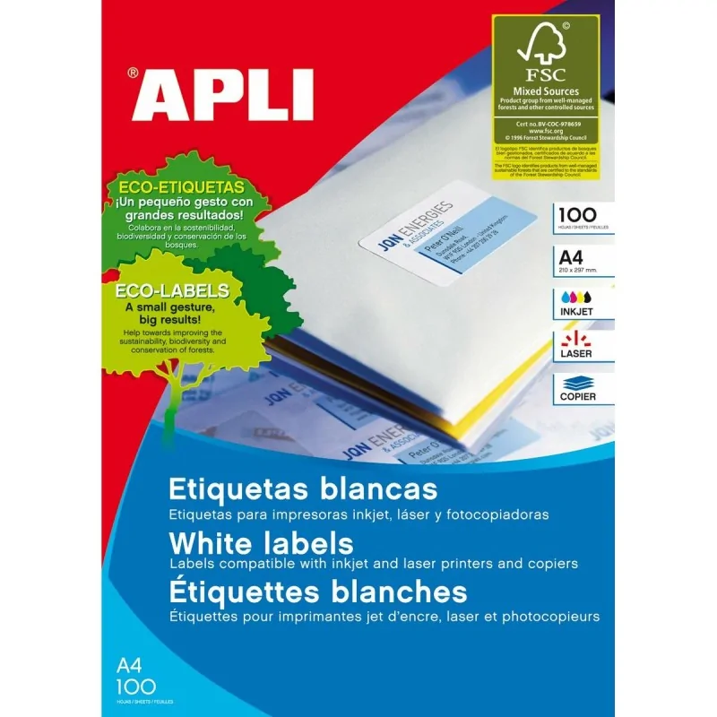 Adhesive labels Apli 01277 White 100 Sheets 105 x 42,4 mm