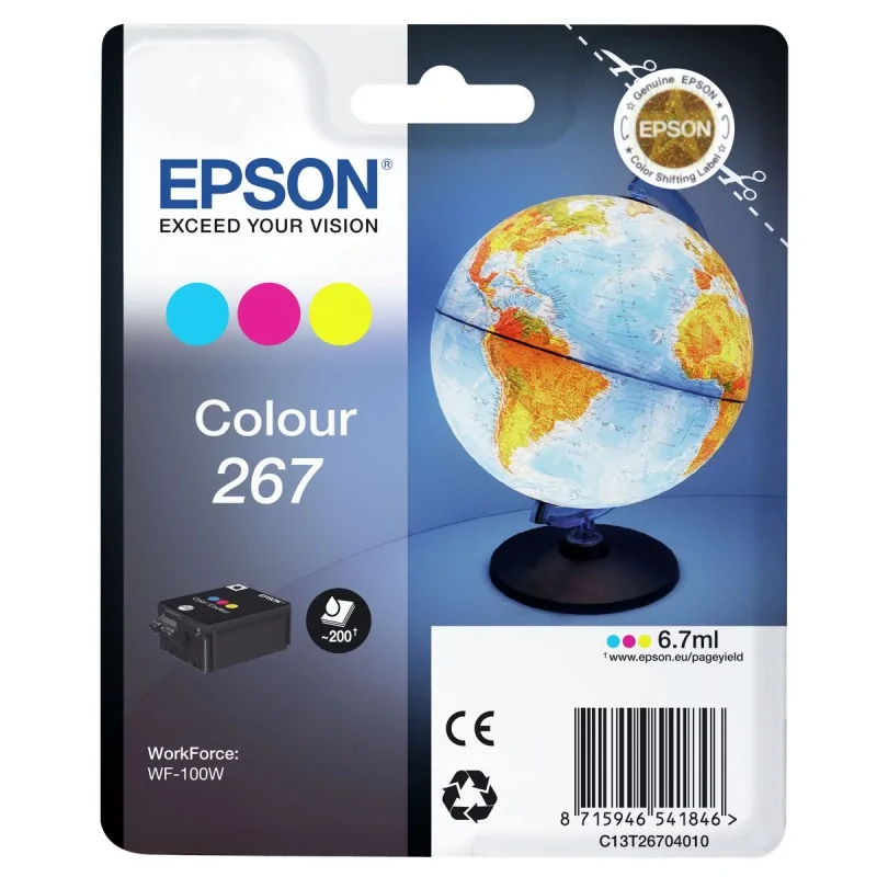 Original Ink Cartridge Epson C13T26704010 WF-100W Black Cyan/Magenta/Yellow