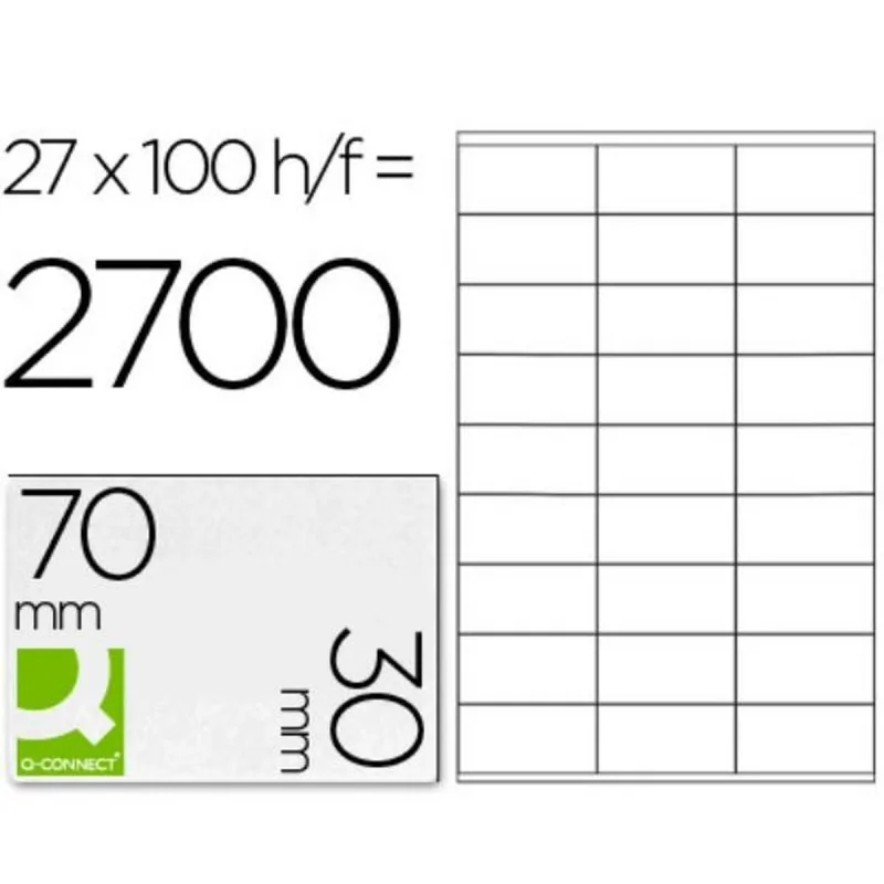 Adhesive labels Q-Connect KF10642 White 100 Sheets 70 x 30 mm