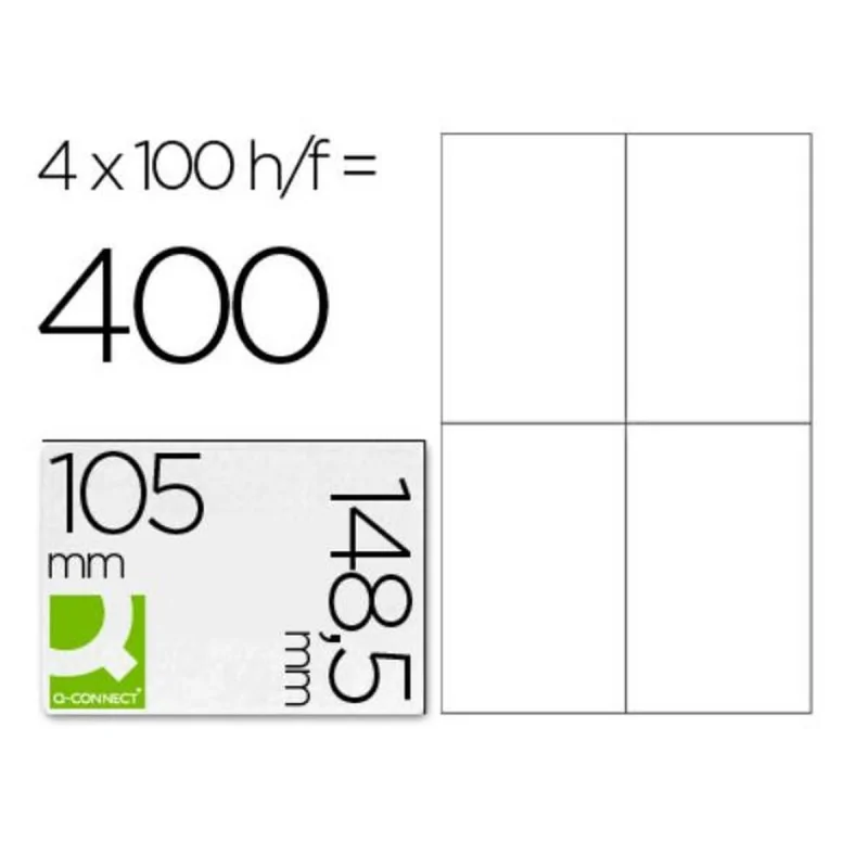 Adhesive labels Q-Connect KF10660 White 100 Sheets 105 x 148 mm