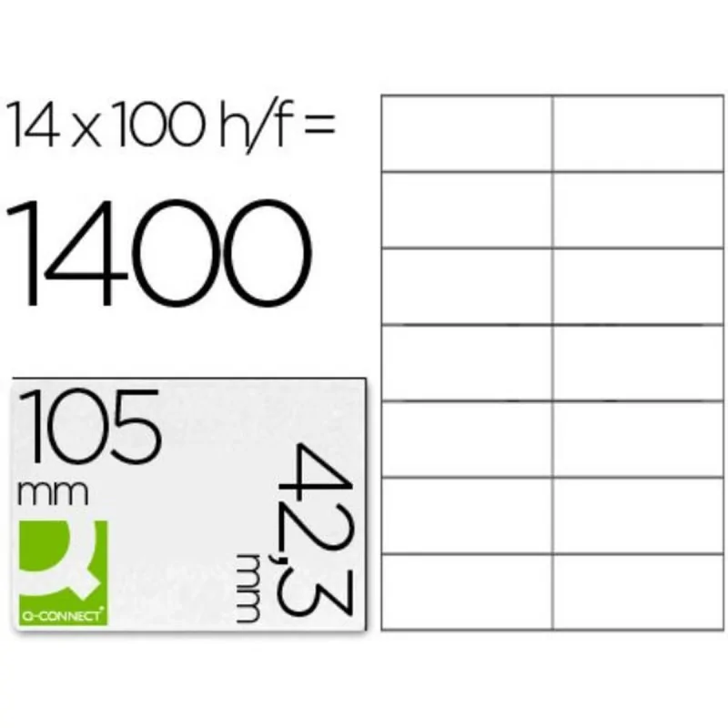 Adhesive labels Q-Connect KF10656 White 100 Sheets 105 x 42 mm