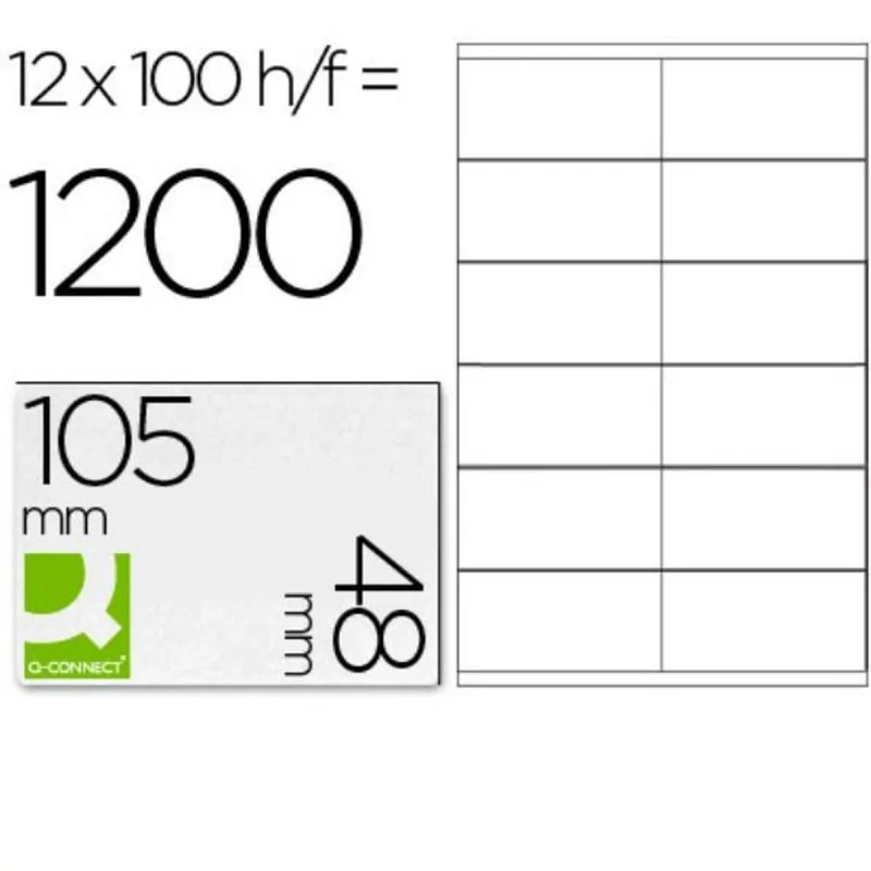 Adhesive labels Q-Connect KF10657 White 100 Sheets 105 x 48 mm