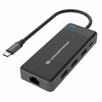 7-Port USB-C Hub Conceptronic 110518107101 Black Grey 100...