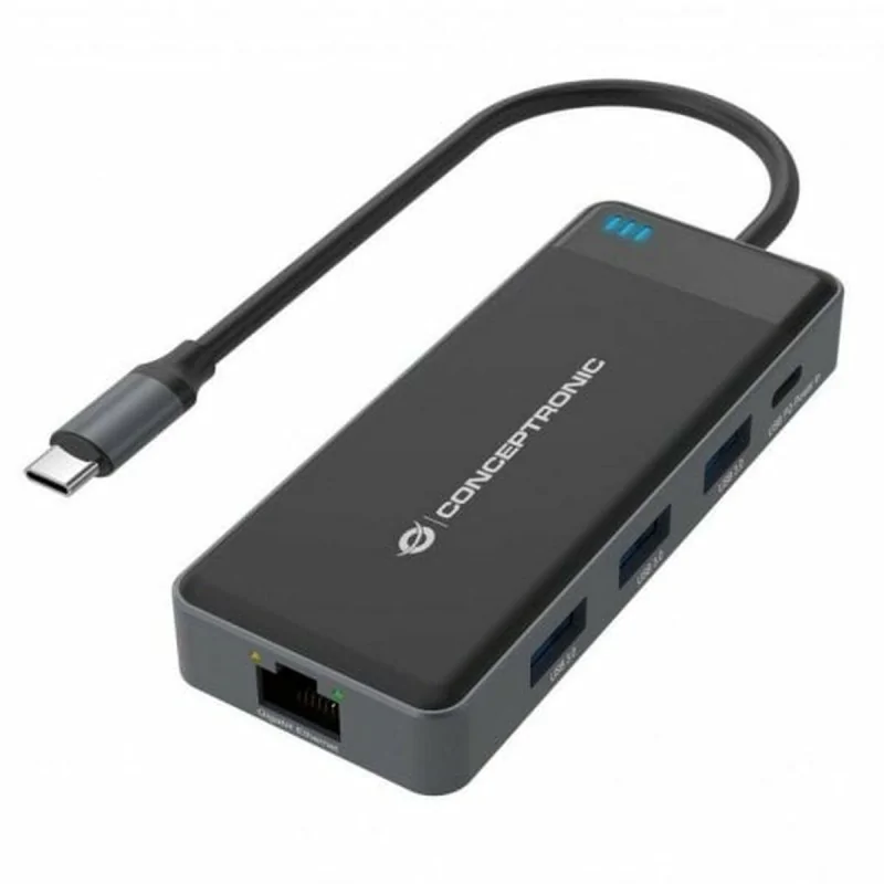 7-Port USB-C Hub Conceptronic 110518107101 Black Grey 100 W (1 Unit)