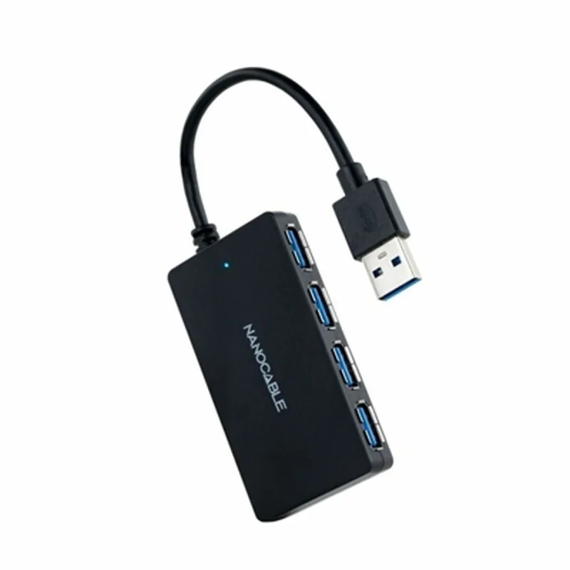 USB Hub NANOCABLE Hub USB 3.0 con 4 Puertos de USB 3.0, USB-A/M-USB 3.0/H, Negro, 15 cm Black