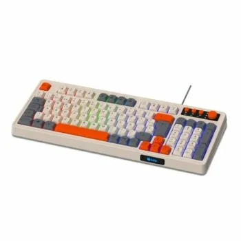 Keyboard PcCom White Spanish Qwerty