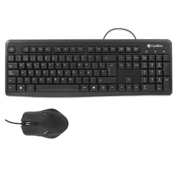 Keyboard and Mouse CoolBox COO-KTR-01U Black Spanish Qwerty