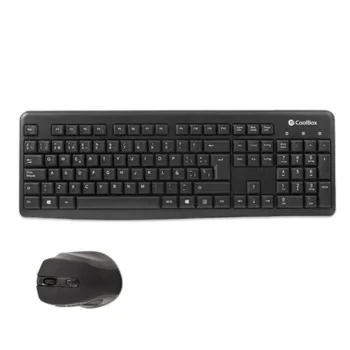 Keyboard and Mouse CoolBox COO-KTR-02W Black Spanish...