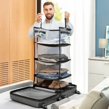 Foldable, Portable, Shelving Unit for Organising Luggage...