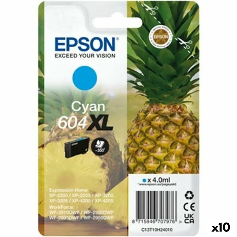 Original Ink Cartridge Epson XP-2200 WF-2910DWF Cyan (10 Units)