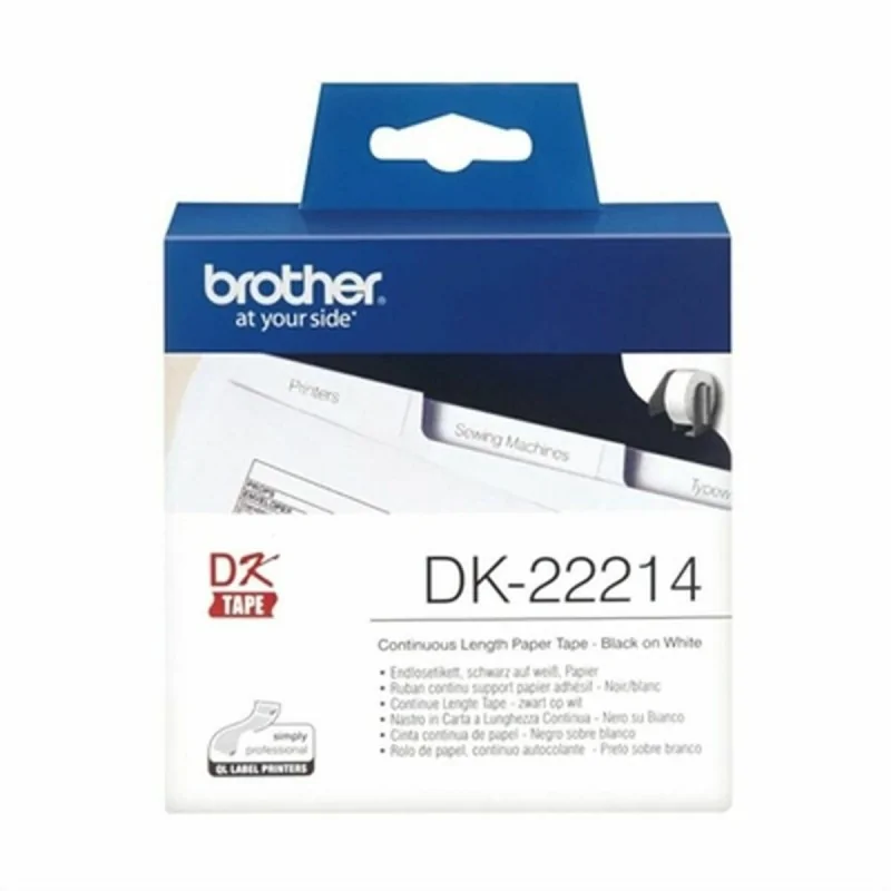 Continuous Thermal Paper Tape Brother DK-22214 White Black