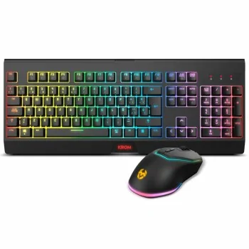 Keyboard with Gaming Mouse Krom NXKROMKBLSP Black Spanish...