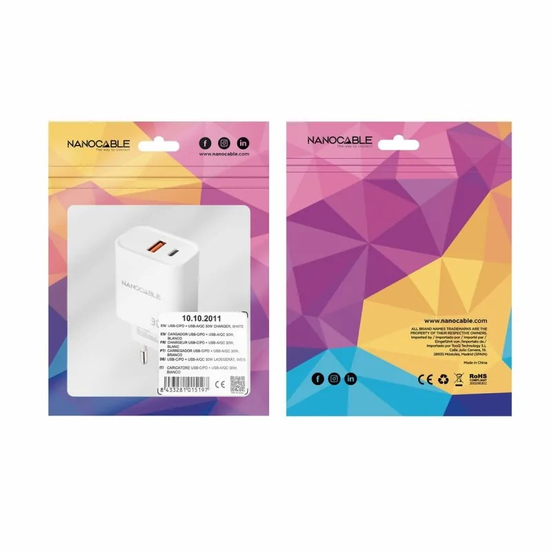 Wall Charger NANOCABLE 10.10.2011 White 30 W