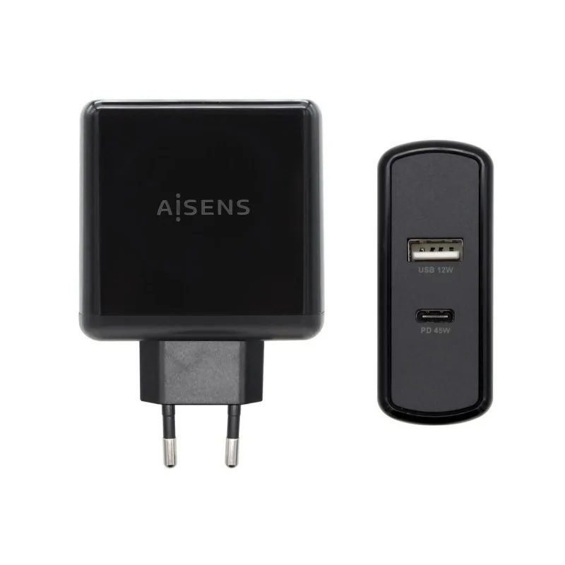 USB Wall Charger Aisens ASCH-2PD45A-BK 57 W Black USB-C (1 Unit)