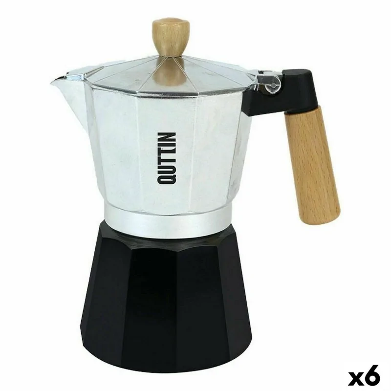 Italian Coffee Pot Quttin Wood Aluminium 12 Cups (6 Units)