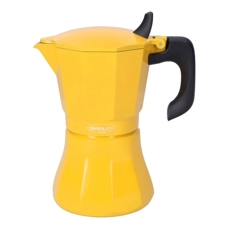 Italian Coffee Pot Oroley Petra Mustard Aluminium 6 Cups