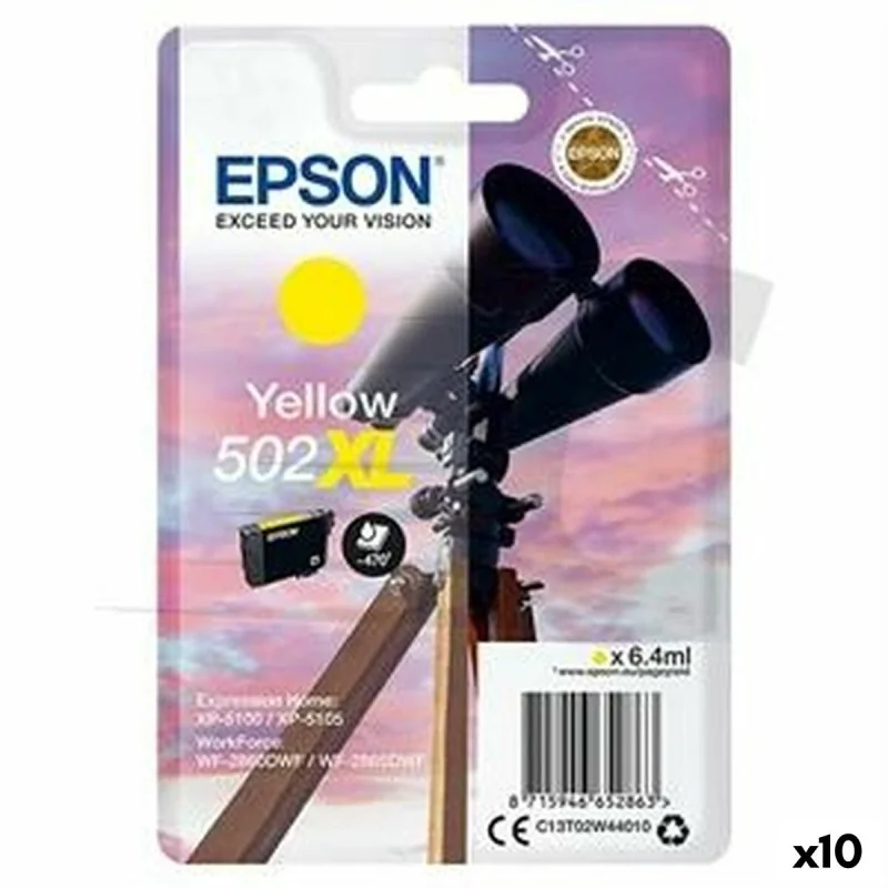 Original Ink Cartridge Epson XP-5100 5105 WF2860DWF 2865DWF Nº 502XL Yellow (10 Units)