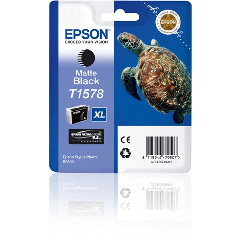 Original Ink Cartridge Epson C13T15784010 Black Matte back