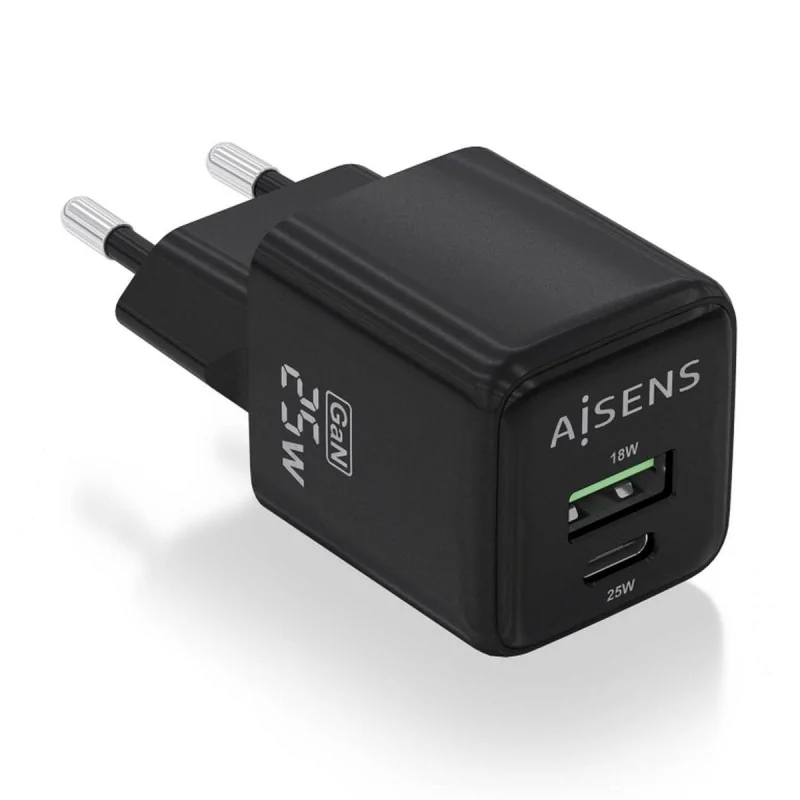 Wall Charger Aisens ASCH-25W2P015-BK Black Multicolour 25 W (1 Unit)