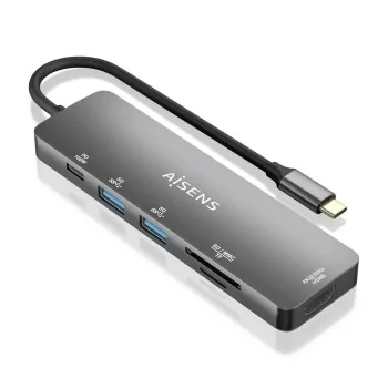 USB Hub Aisens ASUC-6P016-GR Grey Multicolour (1 Unit)