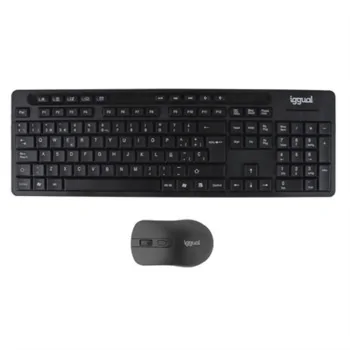 Keyboard and Mouse iggual IGG319277 Black Spanish Qwerty...