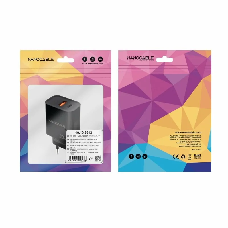 Wall Charger NANOCABLE 10.10.2012 Black 30 W