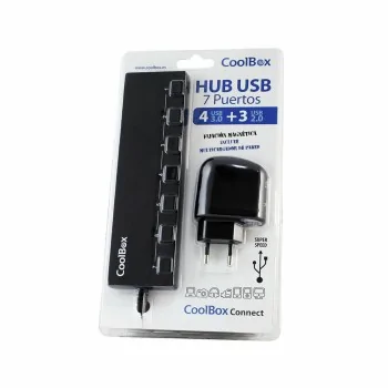 USB Hub CoolBox HUBCOO356A Black 90 W