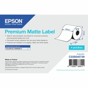 Printer Labels Epson C33S045739 White Ø 76,2 mm (1 Unit)...