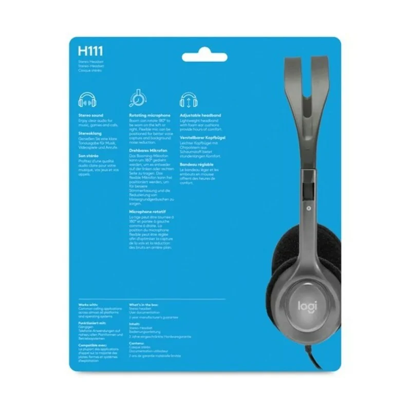 Headphones with Microphone Logitech 981-000593 Black Grey