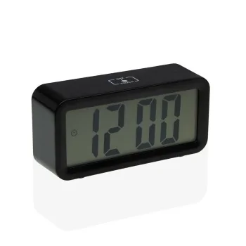 Alarm Clock Versa Black Metal 3,9 x 6,5 x 13,4 cm