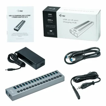 USB Hub i-Tec U3CHARGEHUB16 Grey 90 W