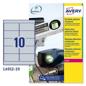 Adhesives/Labels Avery 20 Sheets 96 x 50,8 mm Silver