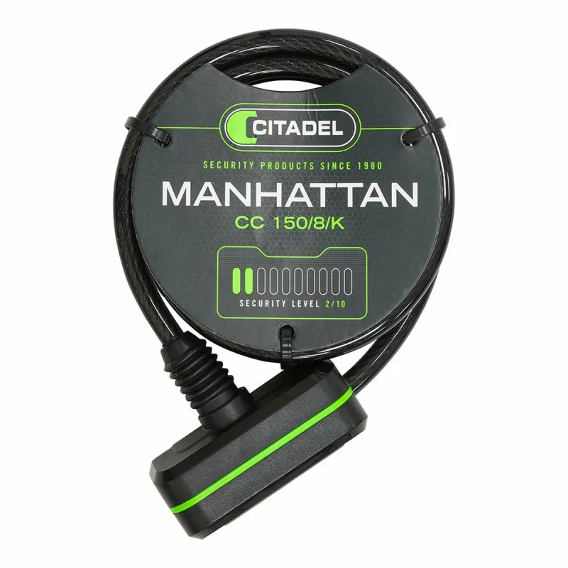 Cable with padlock Citadel Manhattan cc 150/8/k Black 150 cm