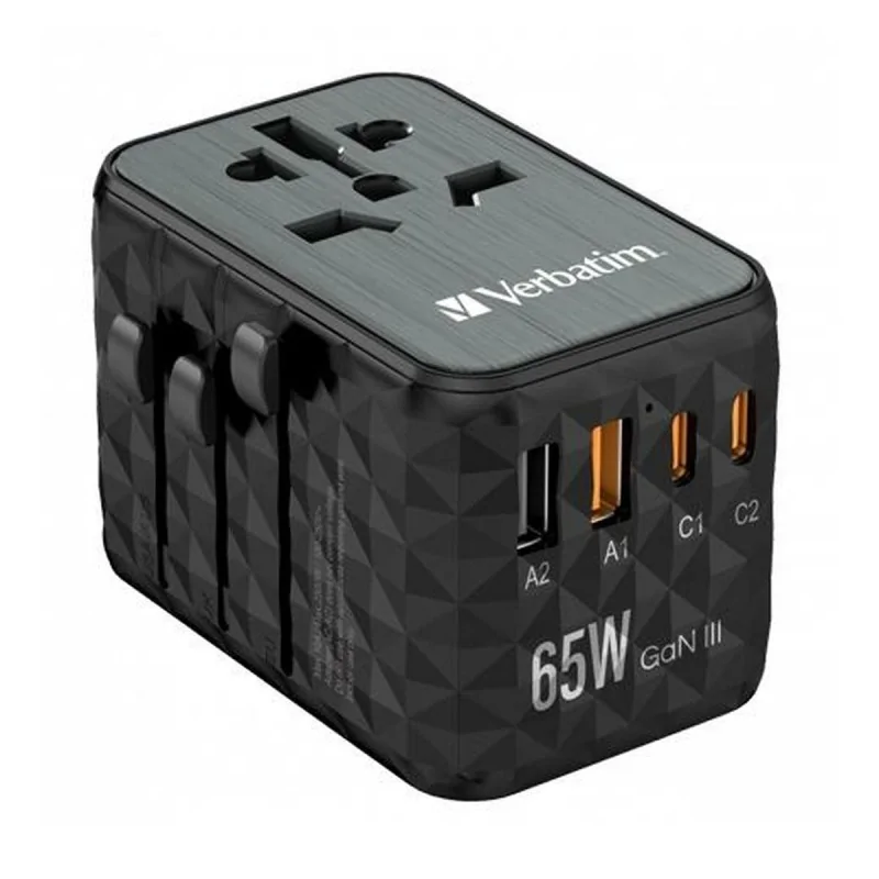 Universal Adapter Verbatim Black Grey 65 W