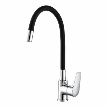 Mixer Tap EDM 01155 Baiona Black Brass Zinc Flexible Kitchen