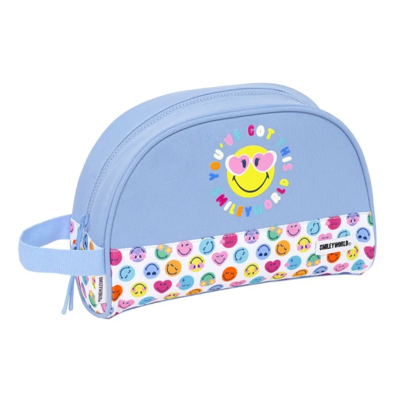 Travel Vanity Case Smiley Joyful Multicolour Light Blue Recyclable 28 x 18 x 10 cm