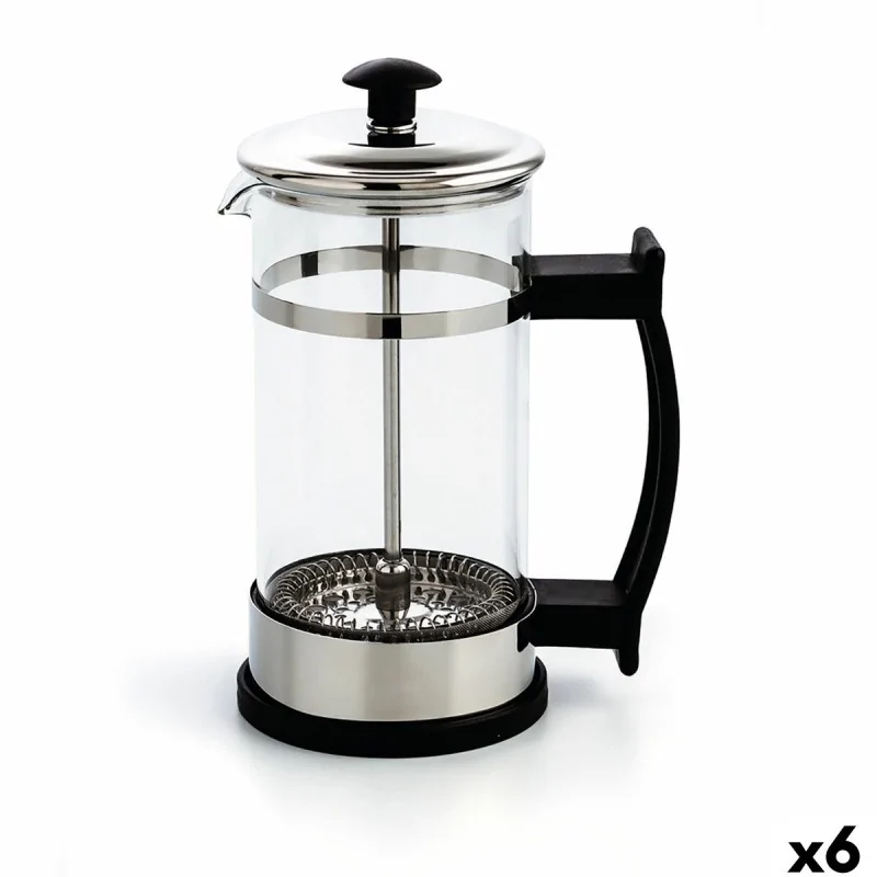 Cafetière with Plunger Quid Serenia Transparent Glass Stainless steel 350 ml (6 Units)