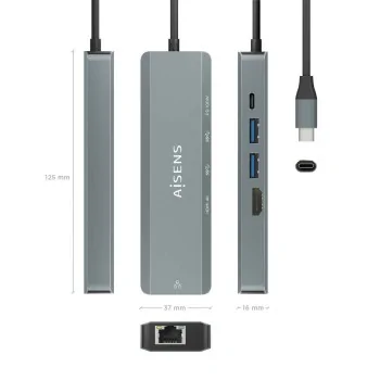 USB Hub Aisens ASUC-5P011-GR Grey