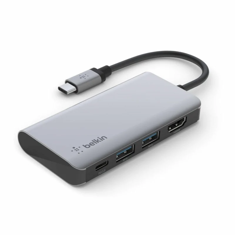 4-Port USB Hub Belkin AVC006btSGY Grey Black Silver Aluminium