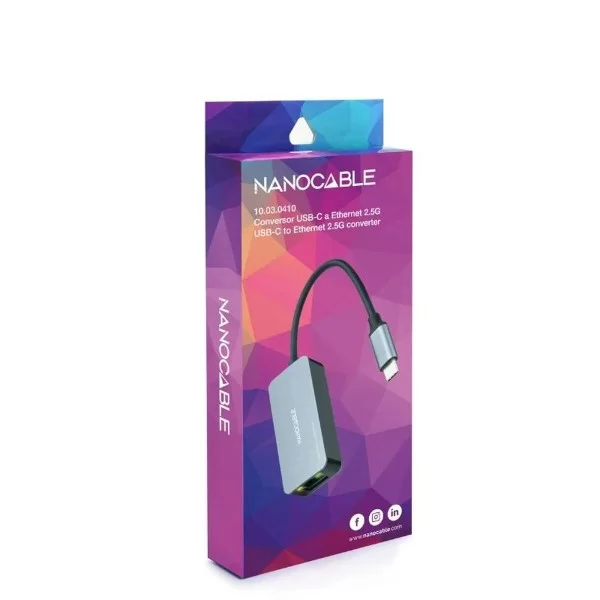 Adaptateur USB C vers RJ45 NANOCABLE 10.03.0410 Gris