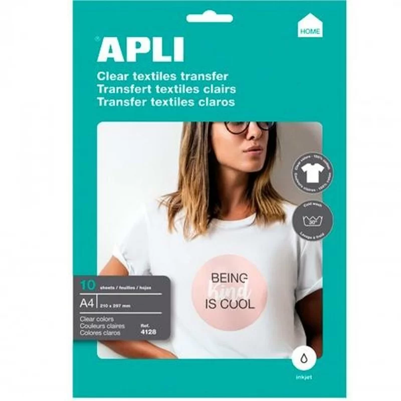 Printer Paper Apli Transfer 4128 Textile A4 100 Sheets