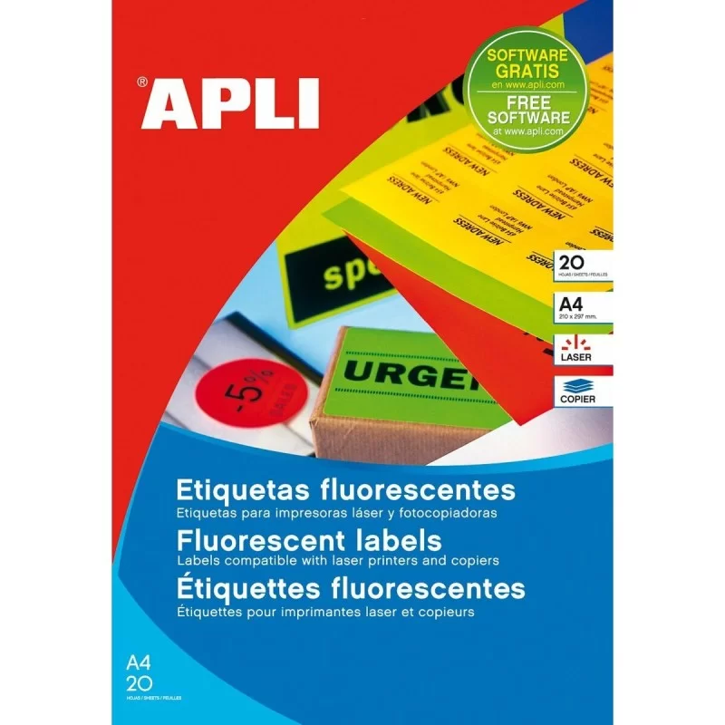 Printer Labels Apli Red 210 x 297 mm