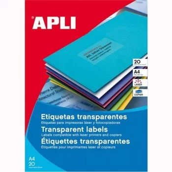 Printer Labels Apli 581225 210 x 297 mm Transparent 20...