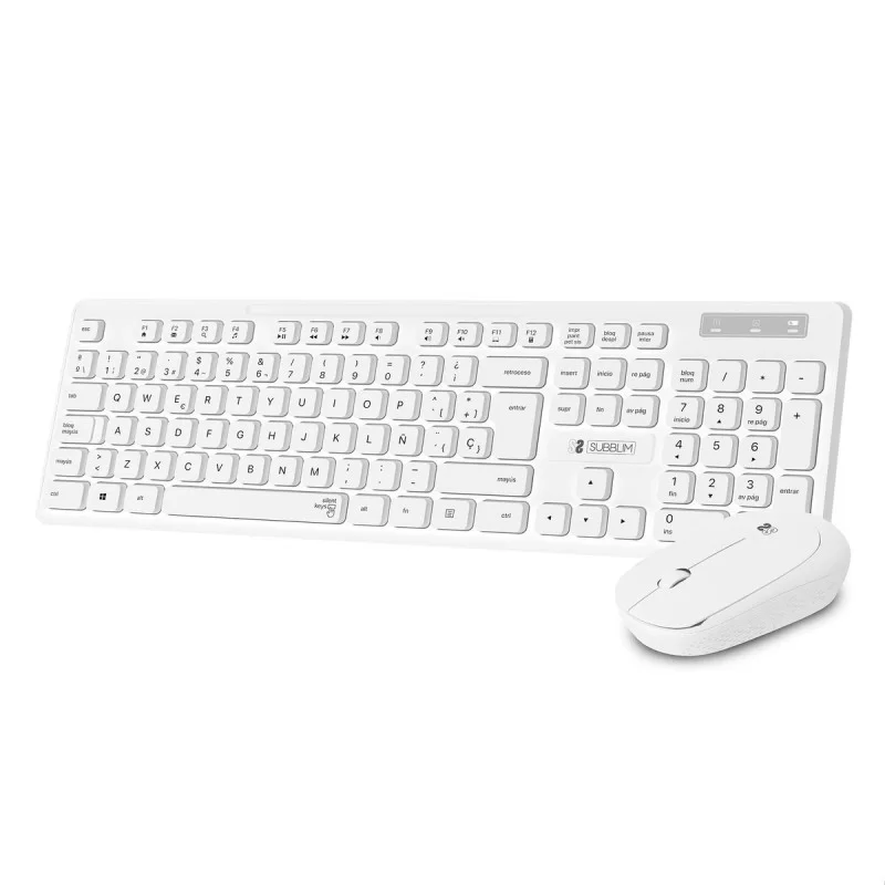 Keyboard and Wireless Mouse Subblim BUSINESS SLIM White