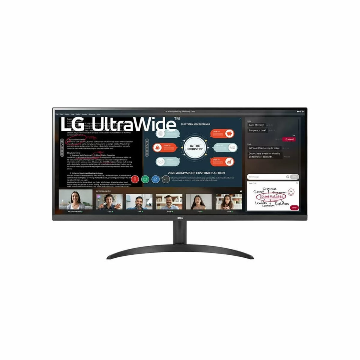 Monitor LG 34WP500-B 34 HDR10 Ultrawide Full HD LED IPS Flicker Free 75 Hz