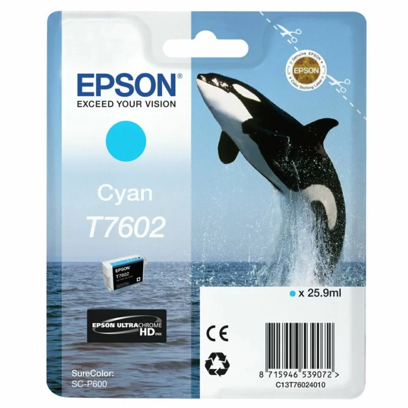 Original Ink Cartridge Epson T7602 Cian Black